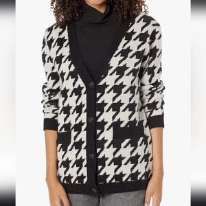 Steve Madden Black and White Houndstooth Cardigan